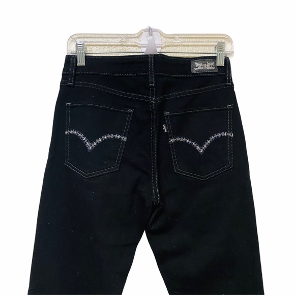 Levis Black Mid Rise Skinny Denim Jeans Sz 28 - Picture 6 of 8